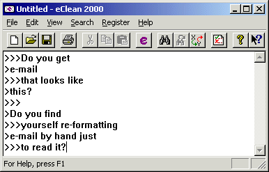 eClean 2000 - eClean 2000 removes >>> from email